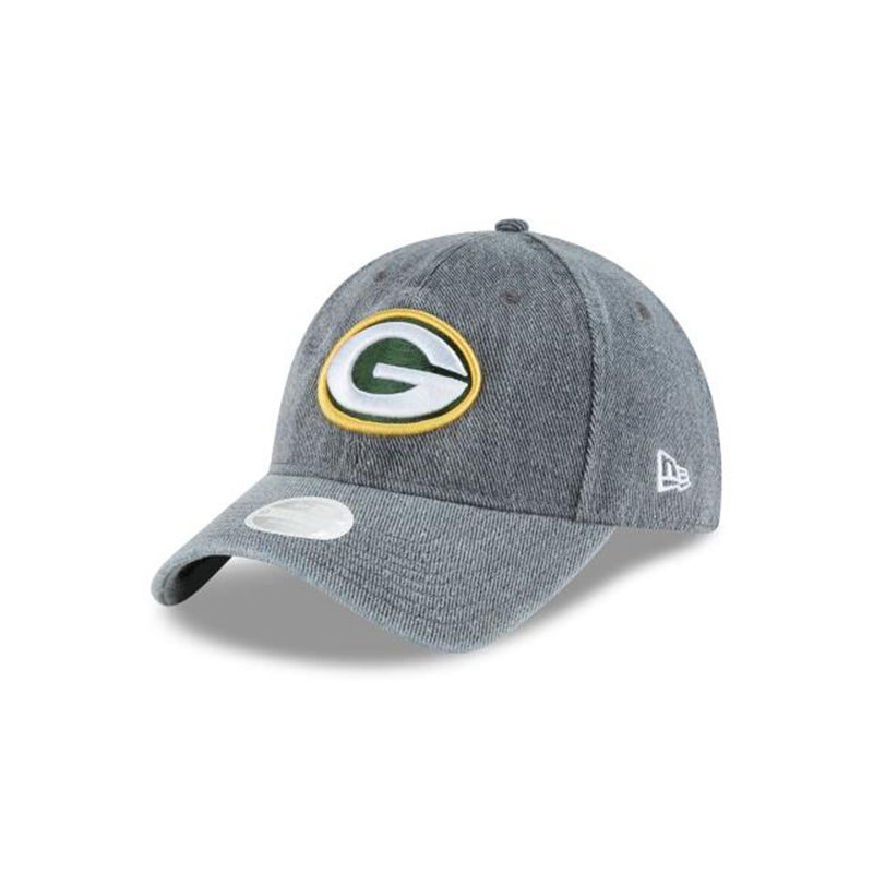 NFL Green Bay Packers Womens Faded Denim 9Twenty Adjustable (WGW2548) - Grey New Era Caps